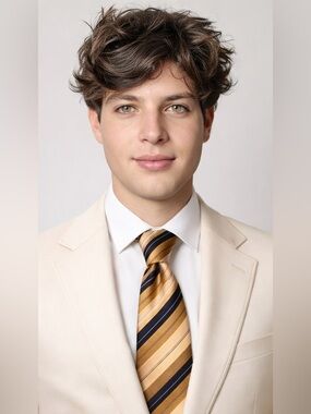 Ermenegildo Zegna Gold and Navy Striped Silk Tie